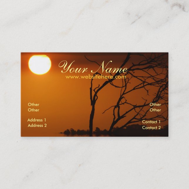Tarjetas de visita Golden Sunset Silhouette (Anverso)