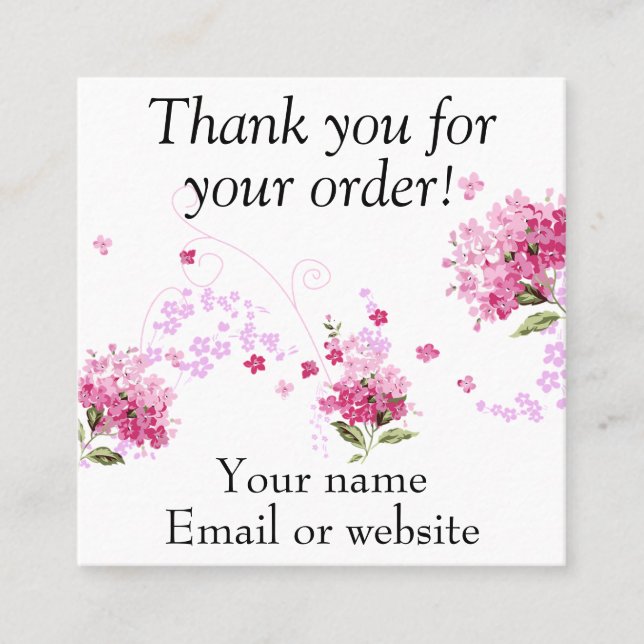 Tarjetas de visita gracias por su pedido (Anverso)