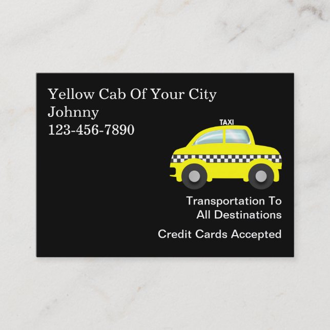 Tarjetas de visita grandes del taxi (Anverso)