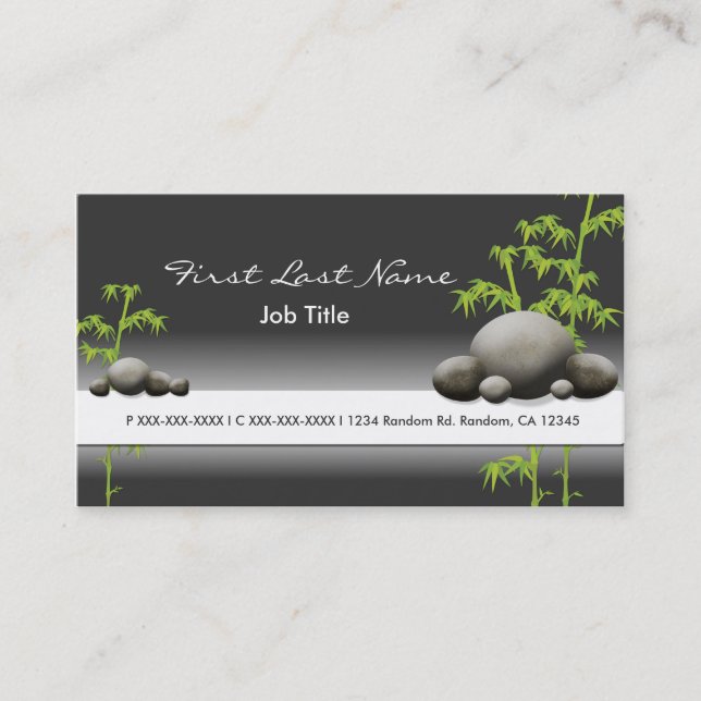Tarjetas de visita Gray bamboo rock spa (Anverso)