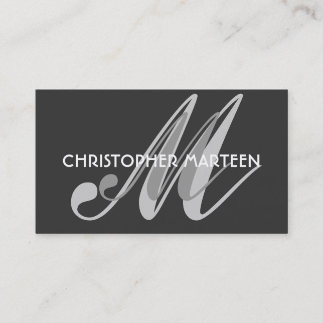 Tarjetas de visita Gray Black Monogram (Anverso)