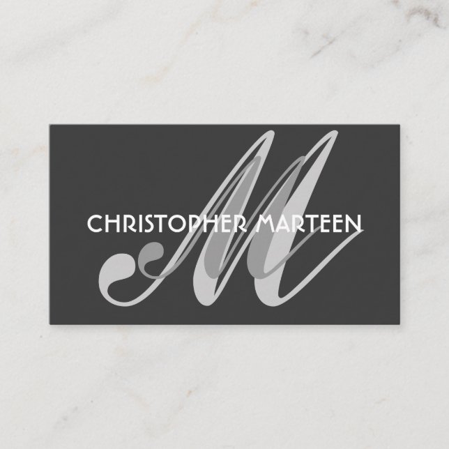 Tarjetas de visita Gray Black Monogram (Anverso)