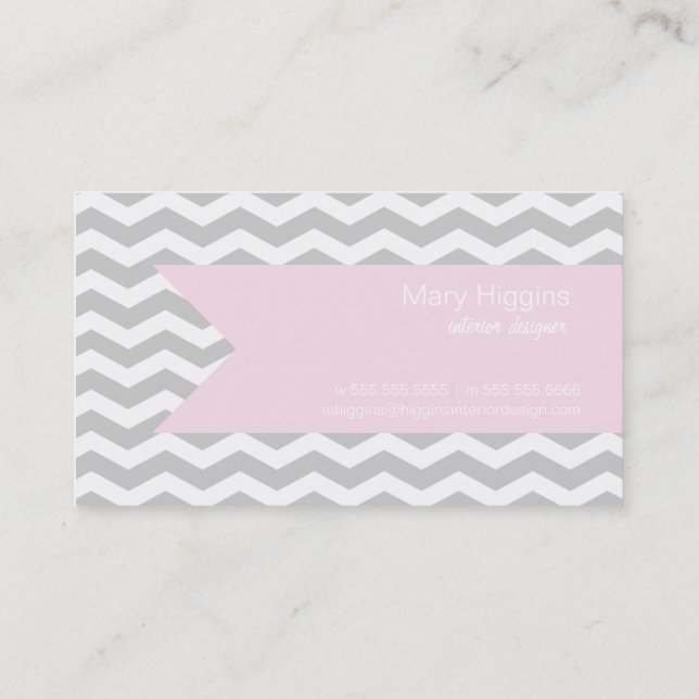 Tarjetas de visita Gray Chevron (Reverso)