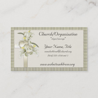 Tarjetas de visita Green w/Gold Cross/Hearts/Flowe