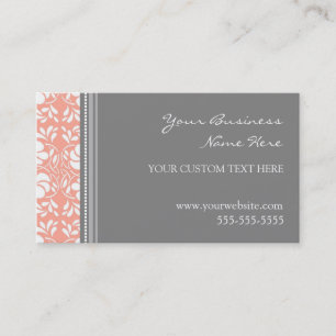Tarjetas de visita grises coralinas elegantes del