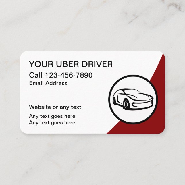 Tarjetas de visita Guay Simple Uber Driver (Anverso)