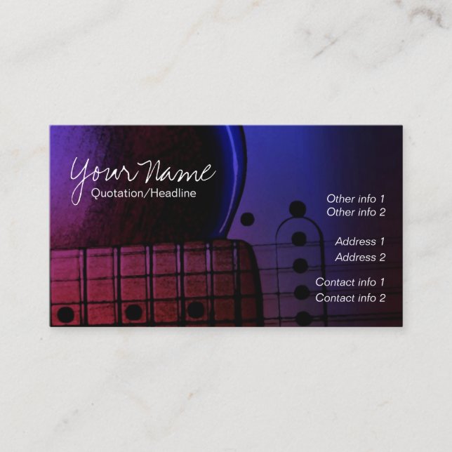 Tarjetas de visita GUITAR Midnight Blues Music (Anverso)