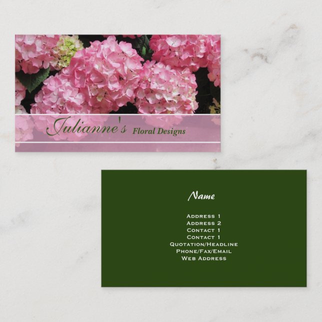  Tarjetas de visita Hydrangea Floral (Anverso / Reverso)