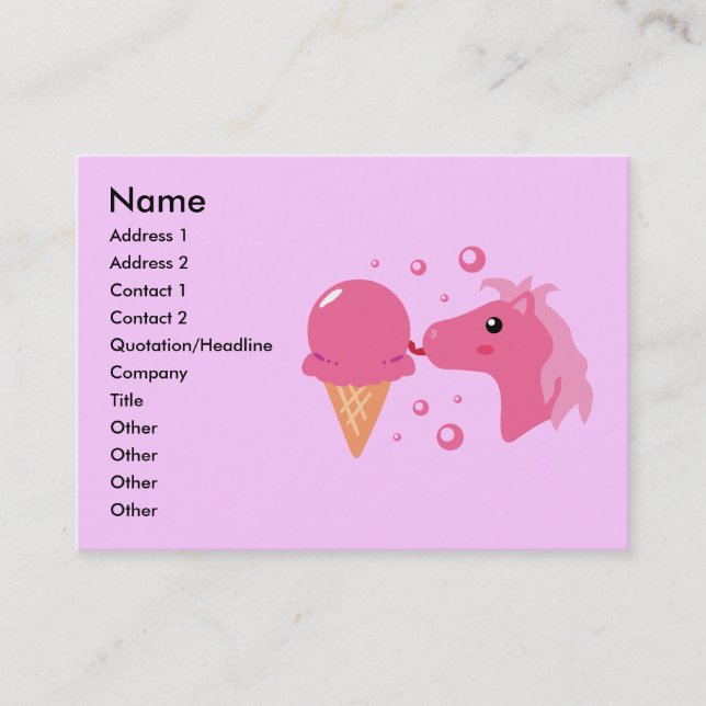 Tarjetas de visita Ice Cream Pony (Anverso)