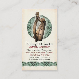 Tarjetas de visita irlandesas de la arpa, estilo