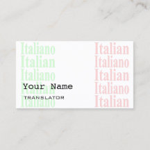 Tarjetas de visita italianas del traductor o del