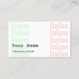 Tarjetas de visita italianas del traductor o del