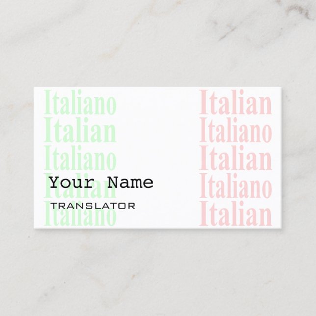Tarjetas de visita italianas del traductor o del (Anverso)