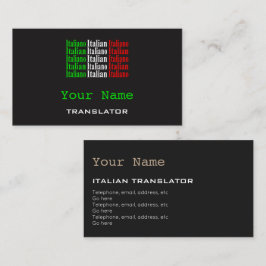 Tarjetas de visita italianas del traductor o del