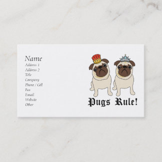 Tarjetas de visita King and Queen Pug