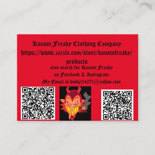 Tarjetas de visita Kousin Freaky (Anverso)