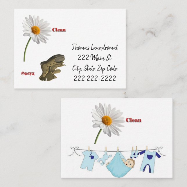 Tarjetas de visita, lavandería (Anverso / Reverso)