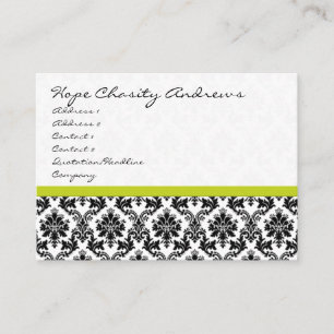 Tarjetas de visita Lime floral Damask en blanco y 