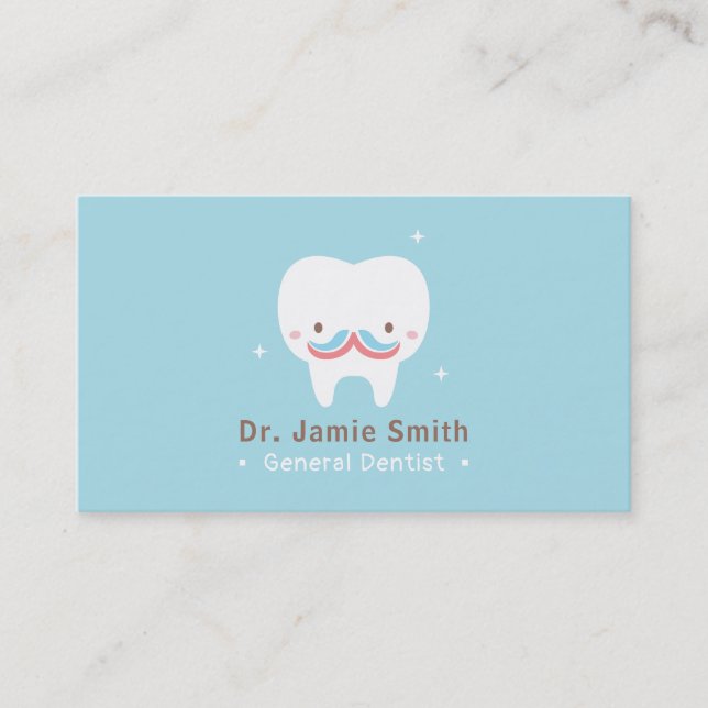 Tarjetas de visita lindas del dentista del bigote (Anverso)
