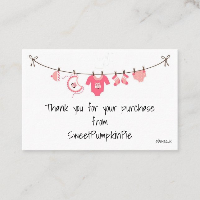 Tarjetas de visita - Línea de lavado de ropa para  (Anverso)