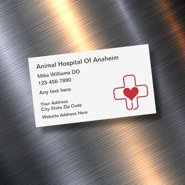 Tarjetas de visita magnética de hospital animal (Subido por el creador)
