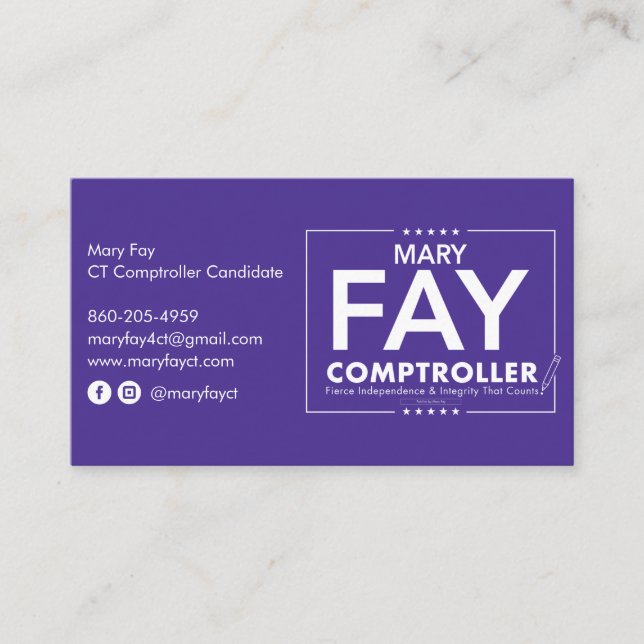 Tarjetas de visita Mary Fay (Anverso)