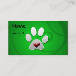 Tarjetas de visita Mascota Green Paw Heart