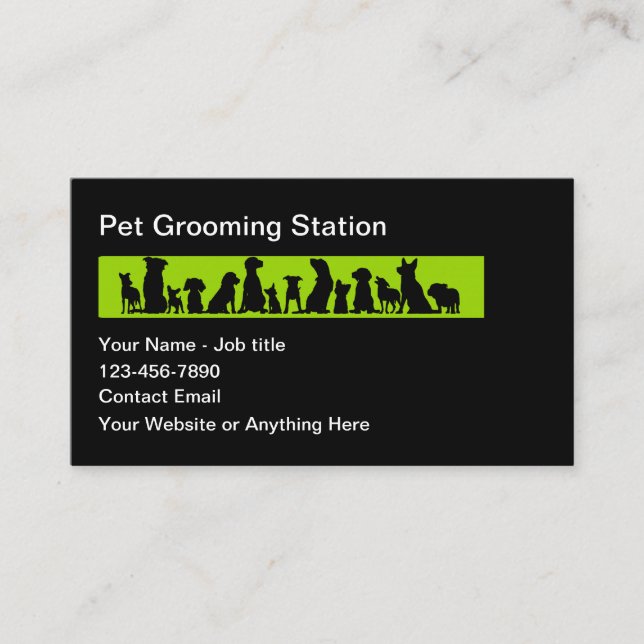 Tarjetas de visita Mascota Grooming (Anverso)