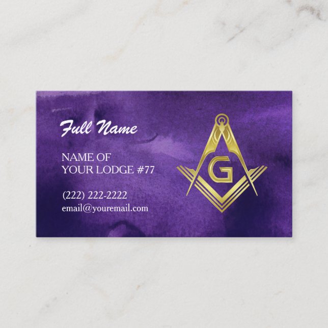 Tarjetas de visita Masonic Grand Lodge | Morado y  (Anverso)