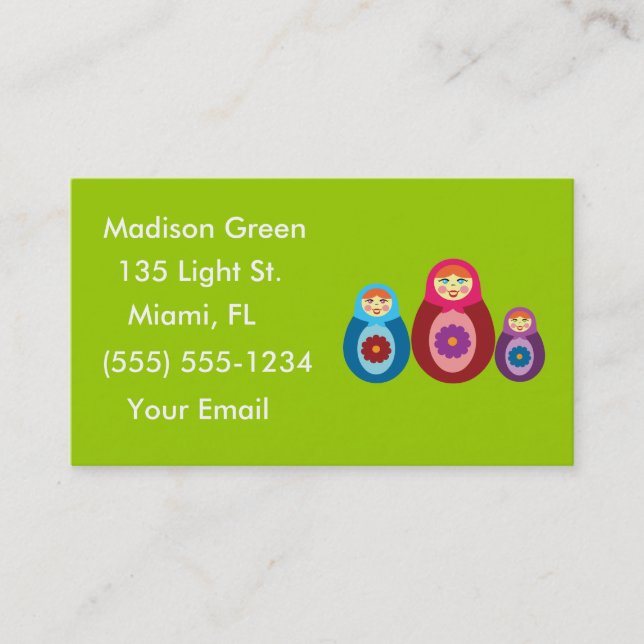 Tarjetas de visita Matryoshka Doll Design (Anverso)