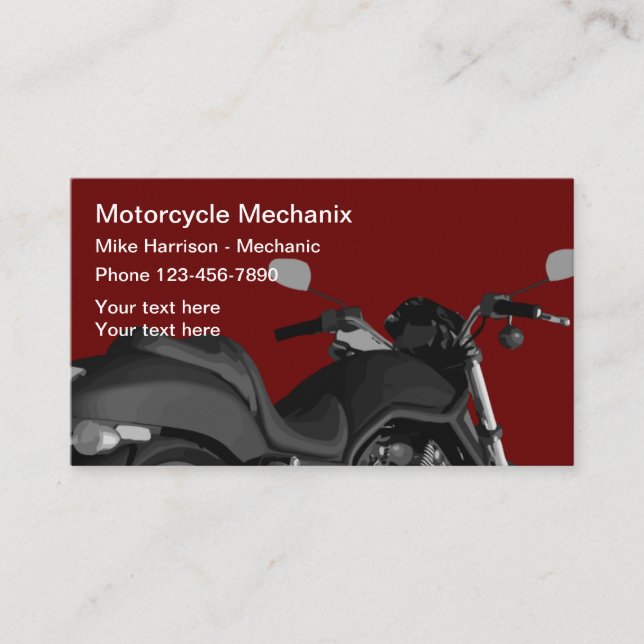 Tarjetas de visita mecánica para motocicletas (Anverso)