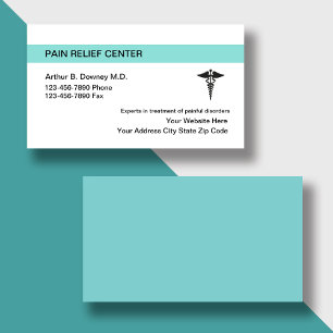 Tarjetas de visita médica de alivio del dolor