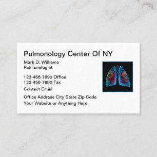 Tarjetas de visita médica para el pulmonólogo