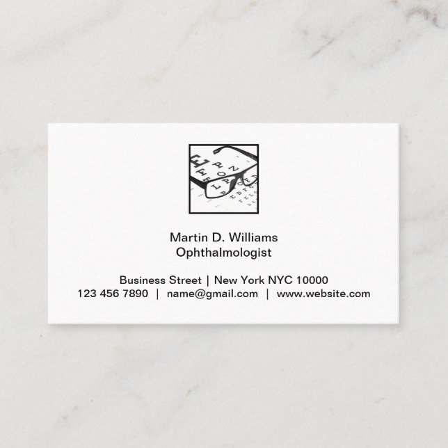 Tarjetas de visita médica para oftalmólogos (Anverso)