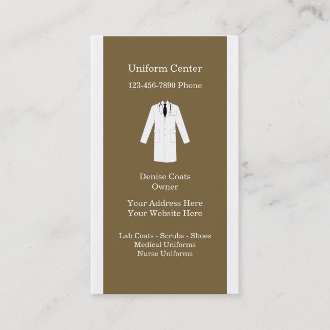 Tarjetas de visita médicas de los uniformes (Anverso)