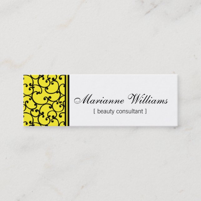 Tarjetas de visita micro de la belleza amarilla (Anverso)