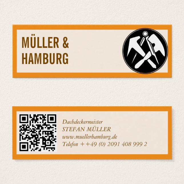 Tarjetas de visita mini tejado QR Code (Anverso y reverso)