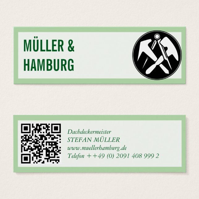 Tarjetas de visita mini tejado QR Code (Anverso y reverso)