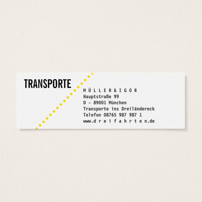 Tarjetas de visita mini transporte (Atrás)
