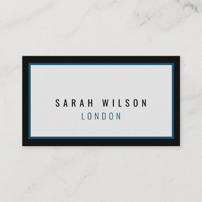 Tarjetas de visita minimalista negra de la marina  (Anverso)