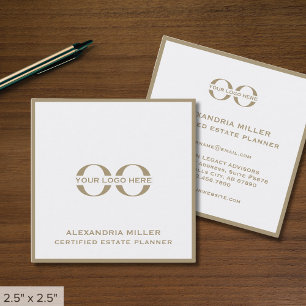 Tarjetas de visita minimalistas cuadradas con logo