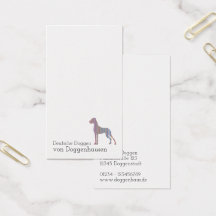 Tarjetas de visita minimalistas de Gran Danés