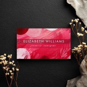 Tarjetas De Visita Modernas Círculos Rojos Rosa Fu