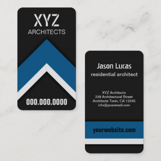 Tarjetas de visita modernas de arquitecto negro y
