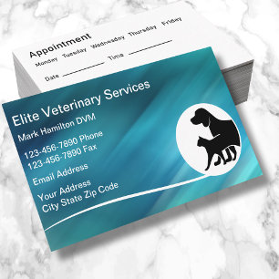 Tarjetas de visita modernas de servicios veterinar