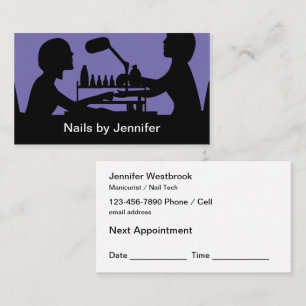 Tarjetas de visita modernas para citas de manicura