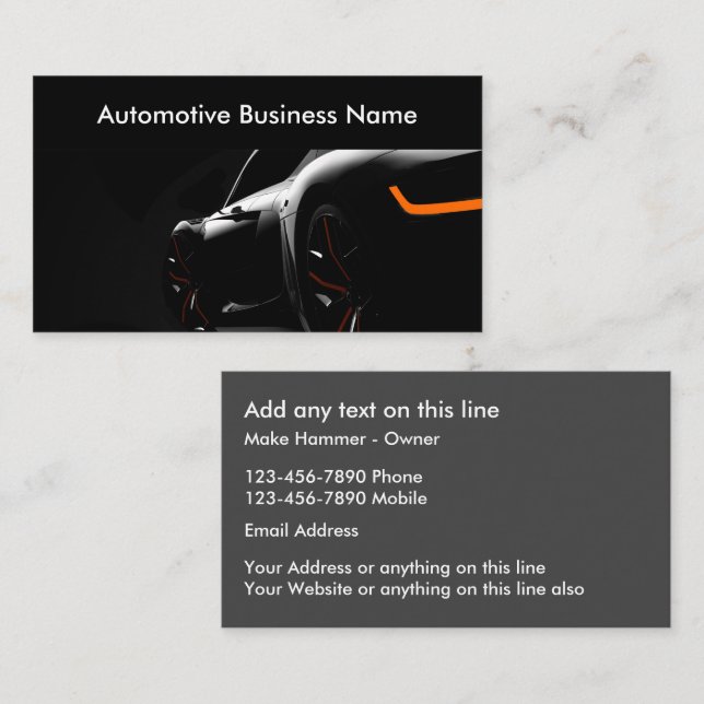 Tarjetas de visita modernas para empresas de autom (Anverso / Reverso)