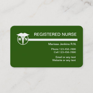 Tarjetas de visita modernas para enfermeras regist