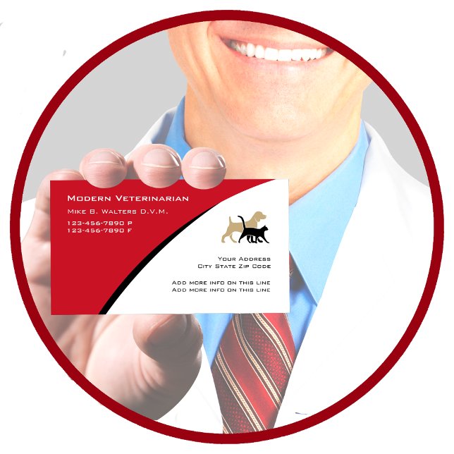 Tarjetas de visita modernas para veteranos (Veterinarian Animal Hospital Business Cards by CustomBusinessTemplates)