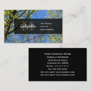 Tarjetas de visita monograma de servicios de árbol